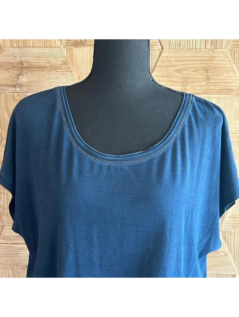 WHBM Womens Minimalist XS Navy Blue Smocked Hem Dolman Sleeve Blouse Top Career - Picture 2 of 5